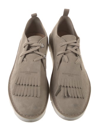 Clarks Suede Fringe Trim Accent Derby Shoes