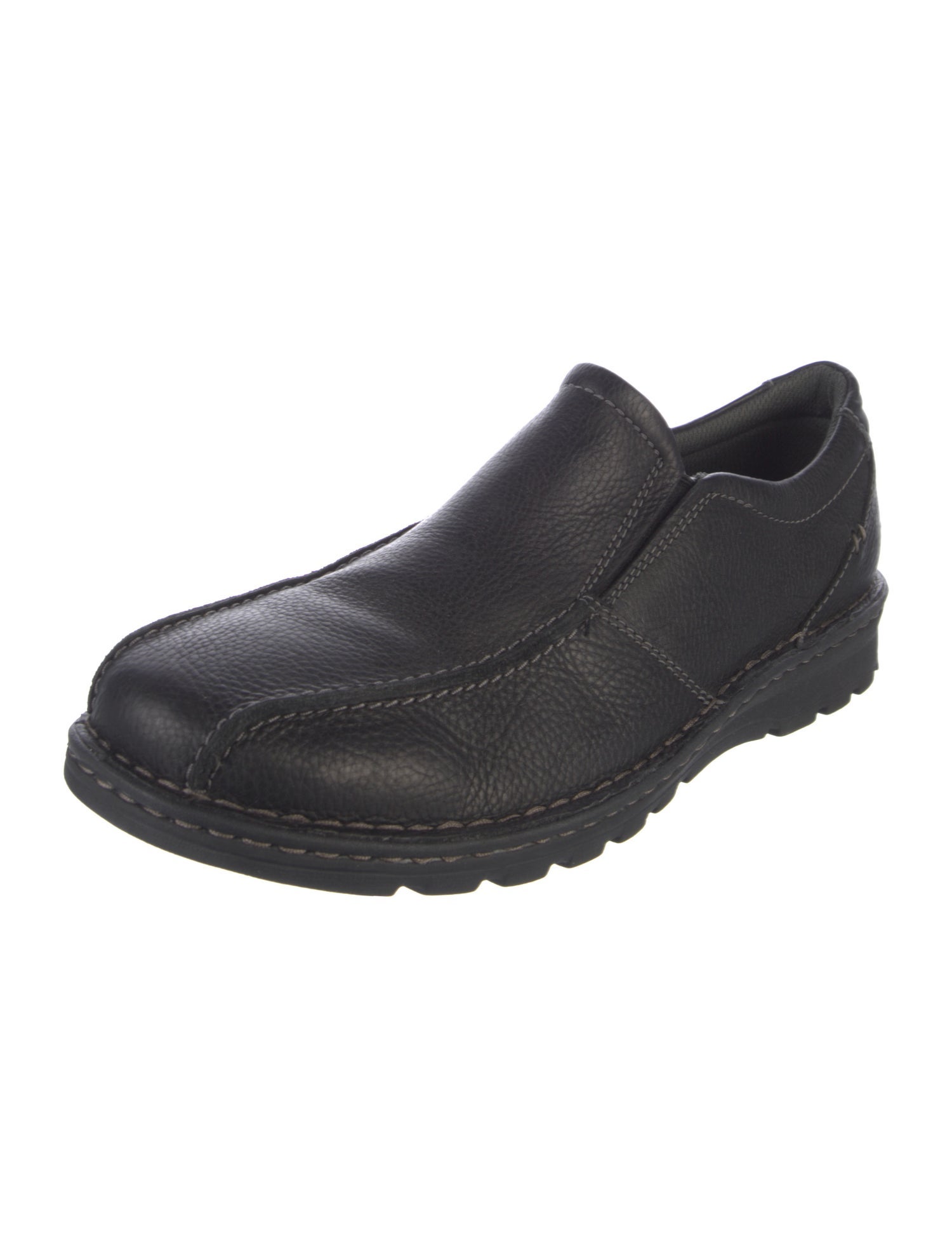 Clarks Leather Whipstitch Trim Loafers