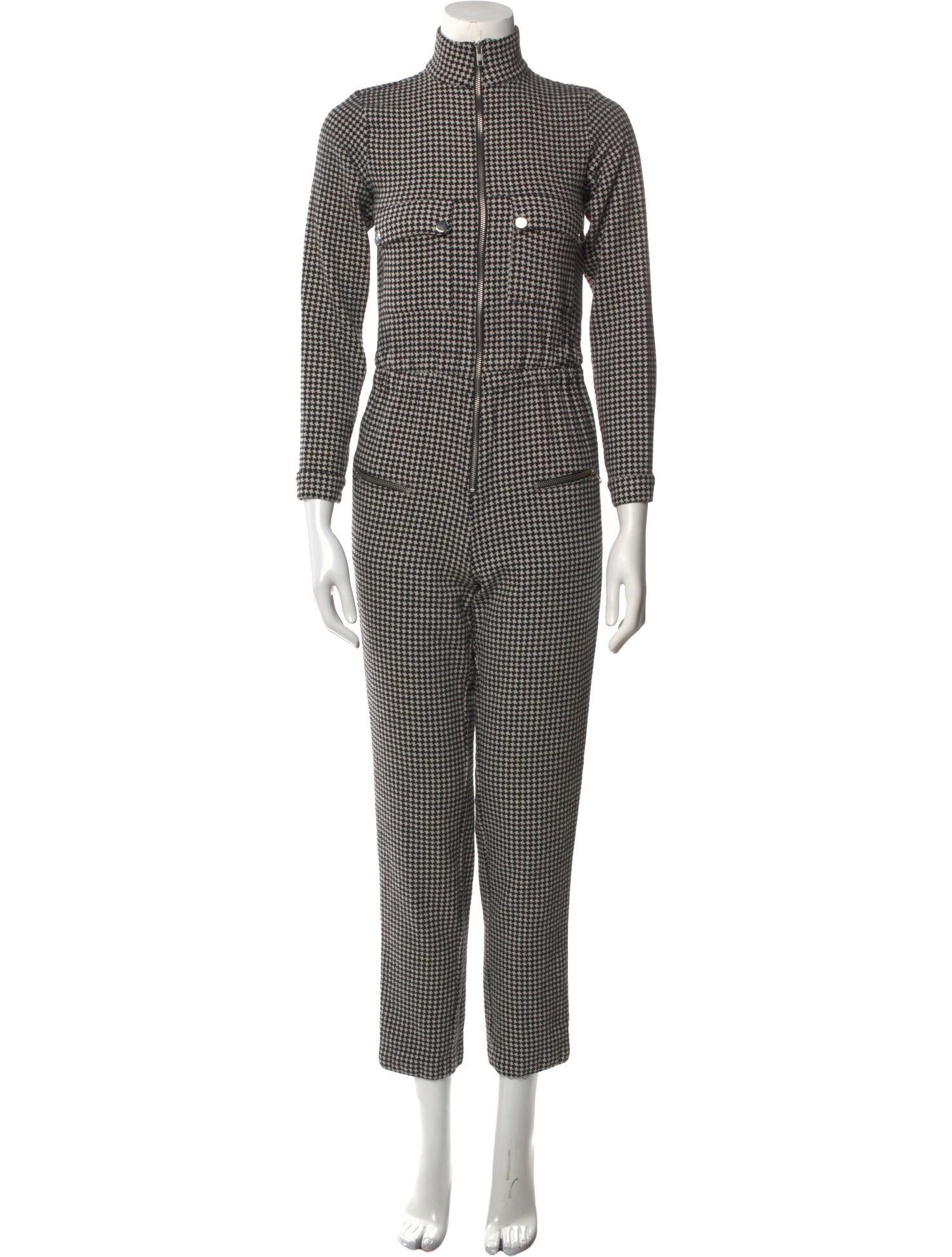 Carolina Ritzler Houndstooth Print Turtleneck Jumpsuit