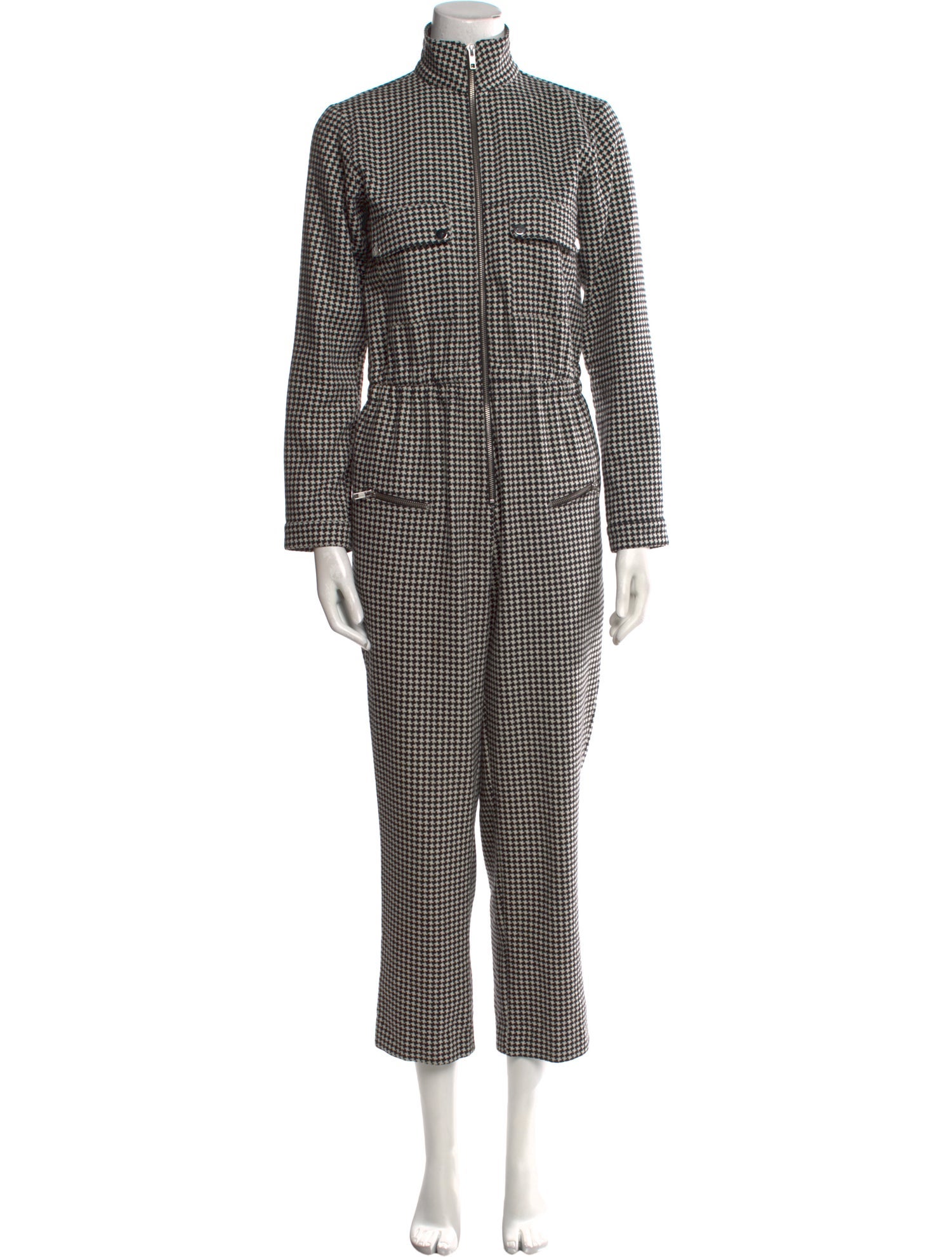 Carolina Ritzler Houndstooth Print Turtleneck Jumpsuit