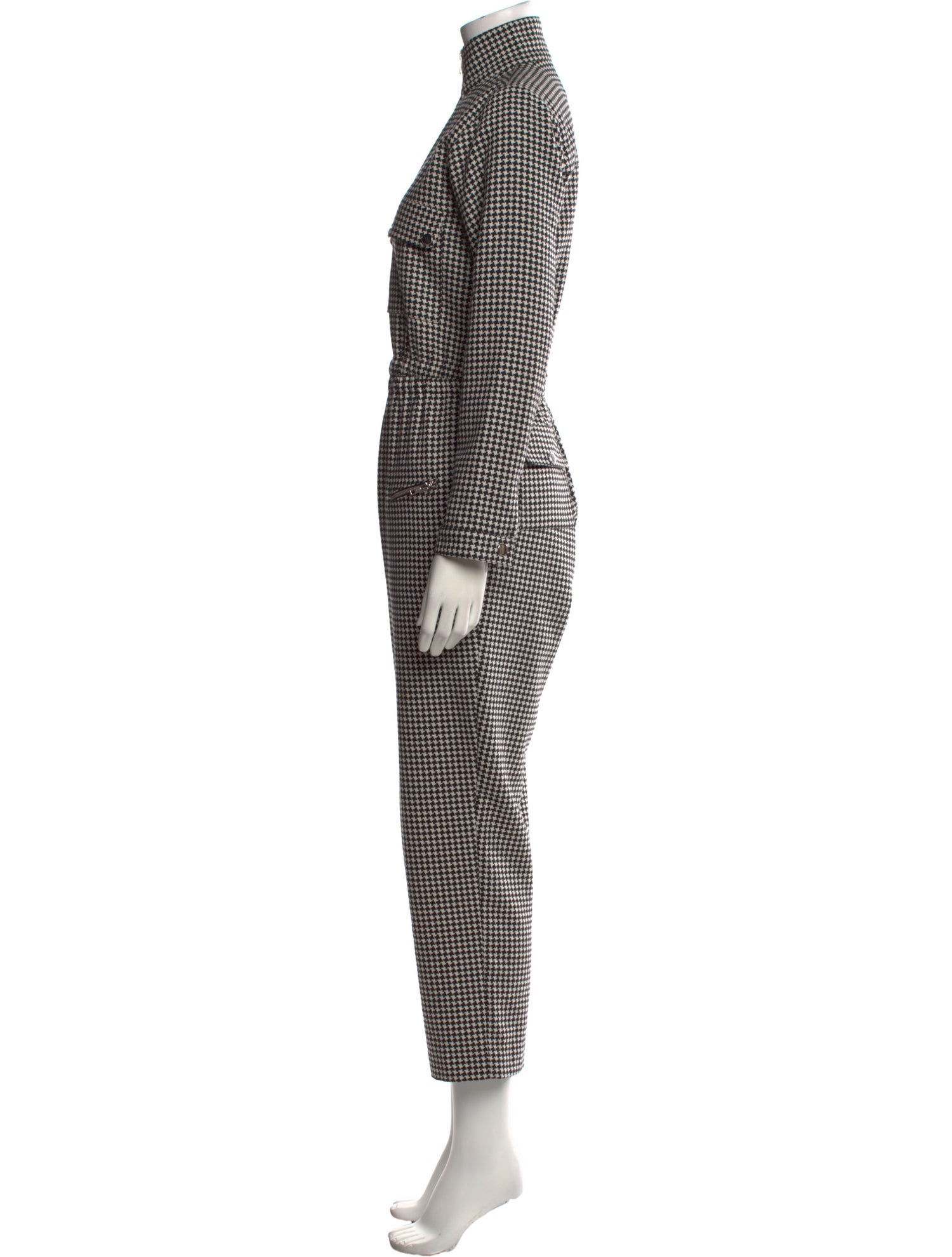 Carolina Ritzler Houndstooth Print Turtleneck Jumpsuit