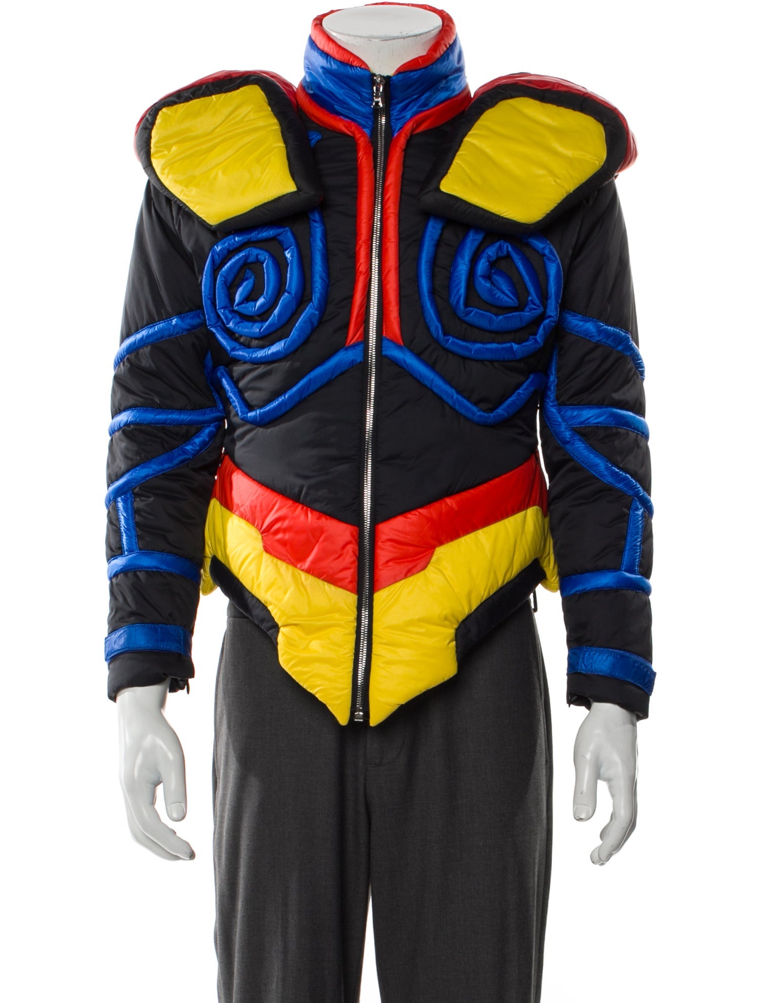 Carolina Sarria Colorblock Pattern Puffer Coat