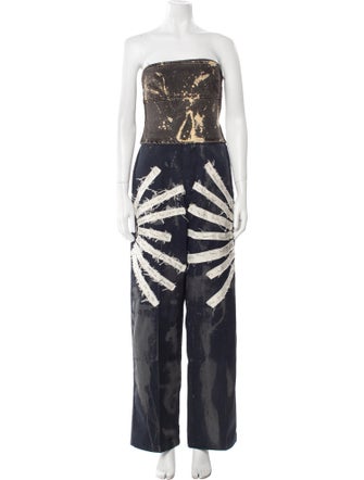 Carolina Sarria Tie-Dye Print Strapless Jumpsuit