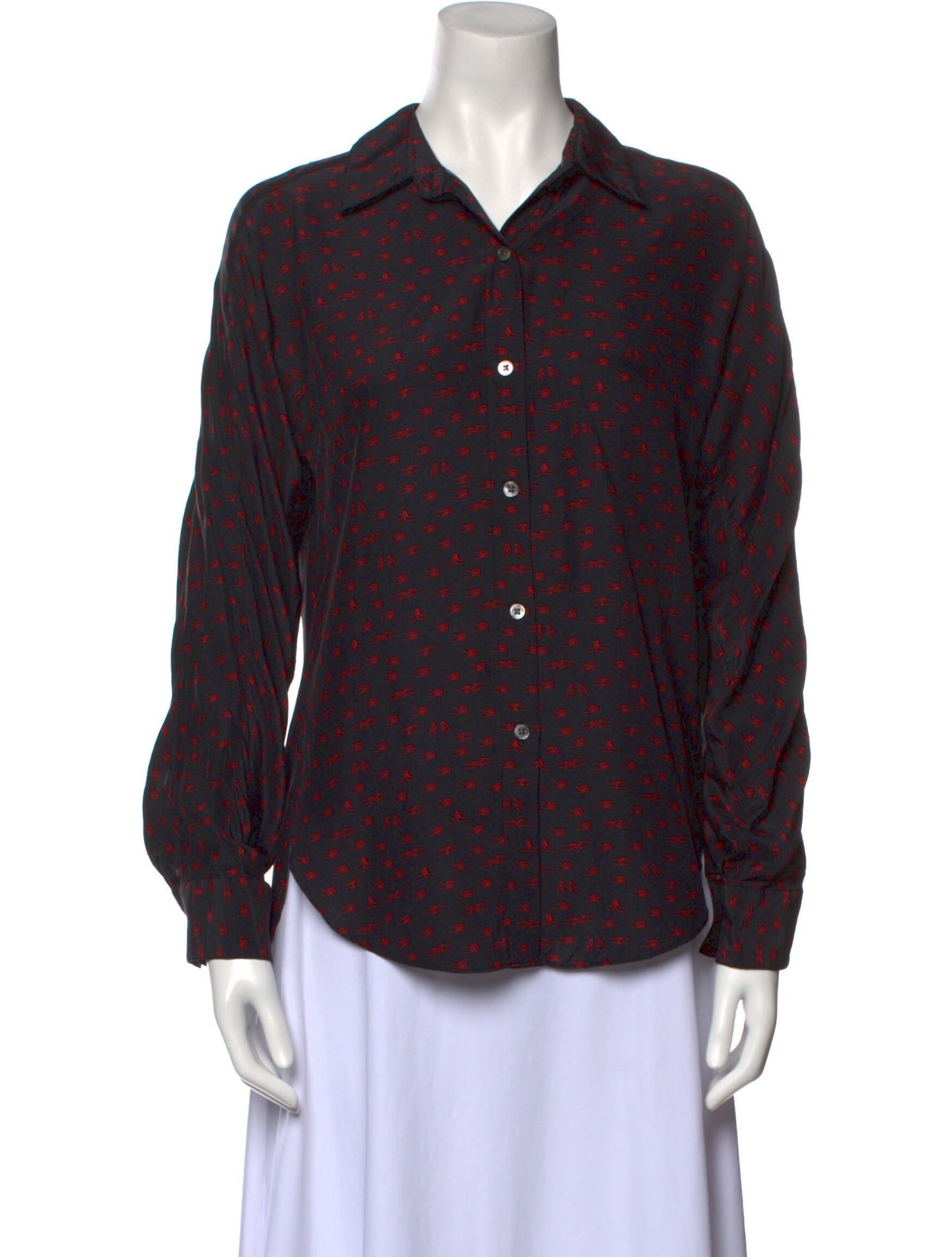 Colovos Printed Long Sleeve Button-Up Top