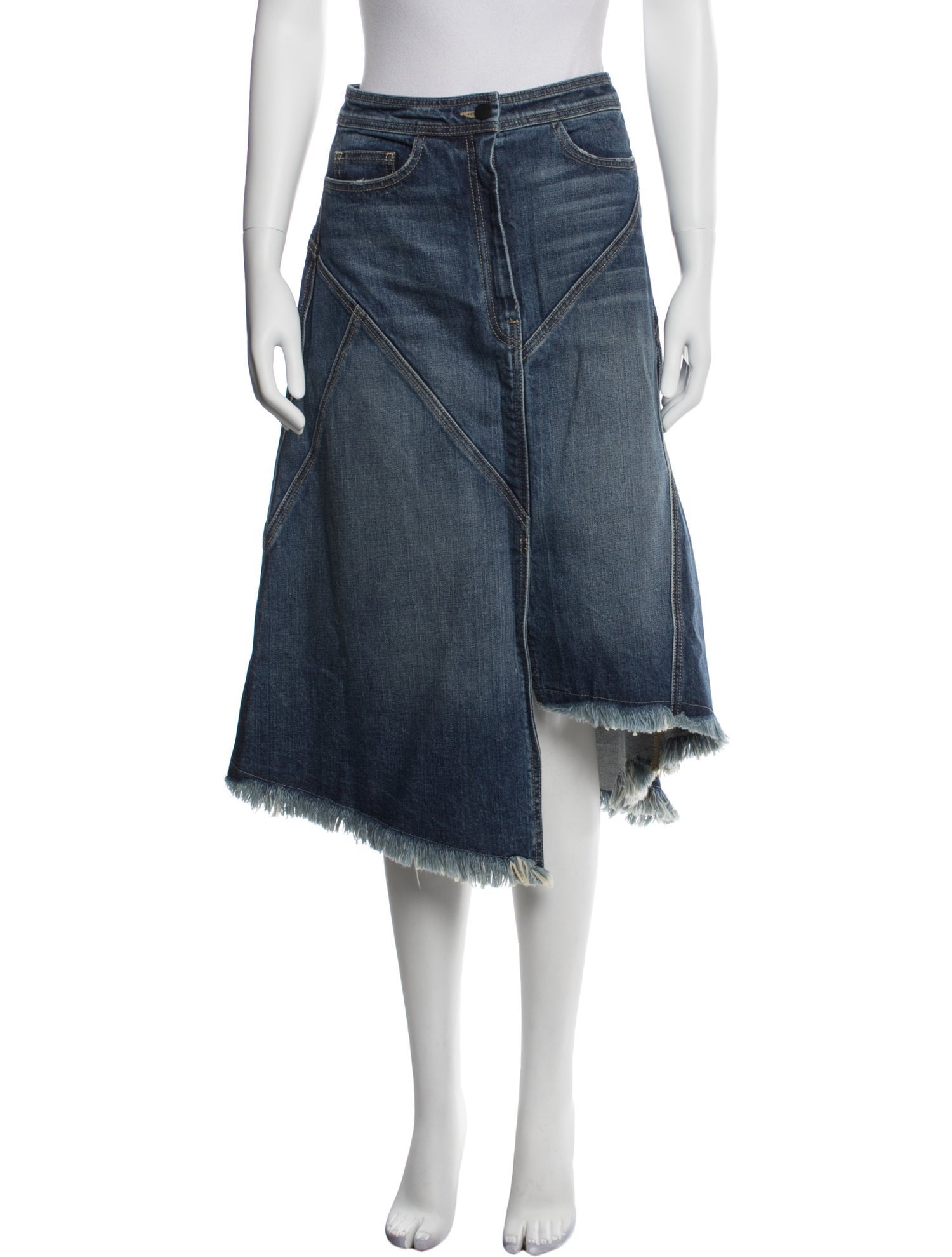 Colovos Distressed Accents Midi Length Skirt