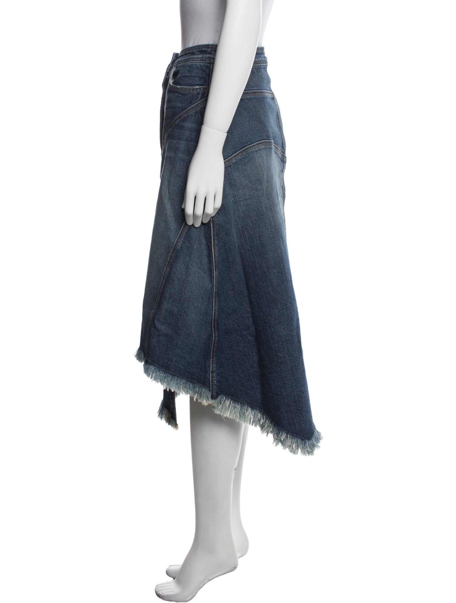 Colovos Distressed Accents Midi Length Skirt