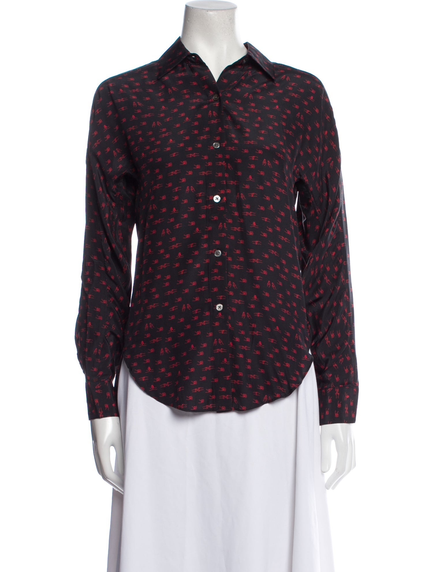 Colovos Polka Dot Print Long Sleeve Button-Up Top