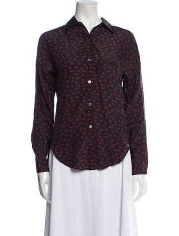 Colovos Tops Polka Dot Print Long Sleeve Button-Up Top US 0 | XS