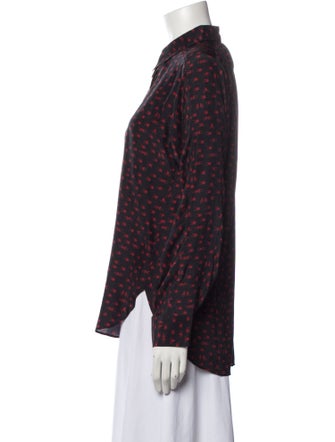 Colovos Silk Printed Button-Up Top