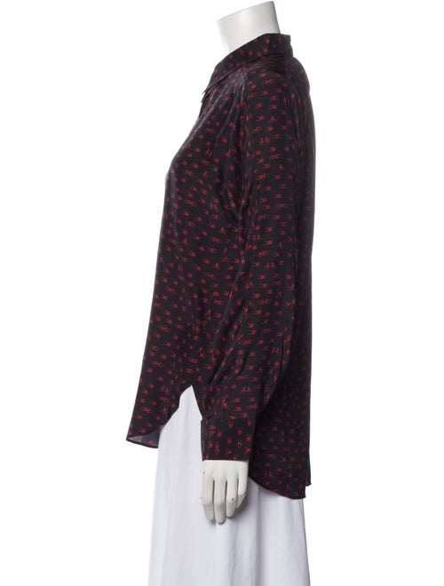 Colovos Silk Printed Button-Up Top