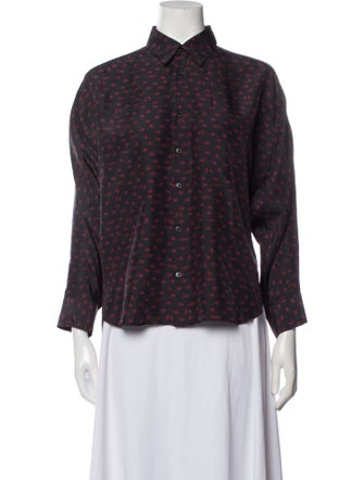Colovos Printed Three-Quarter Sleeve Button-Up Top
