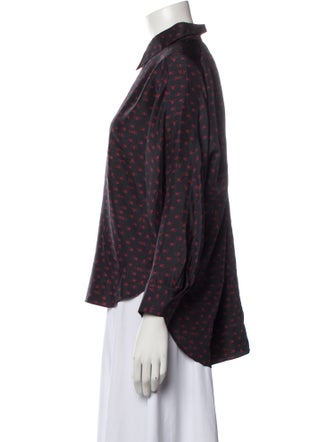 Colovos Printed Three-Quarter Sleeve Button-Up Top