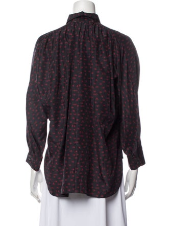 Colovos Printed Three-Quarter Sleeve Button-Up Top