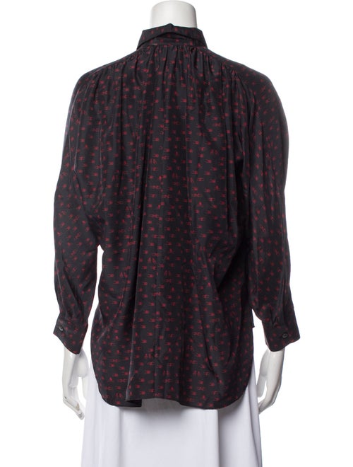 Colovos Printed Three-Quarter Sleeve Button-Up Top