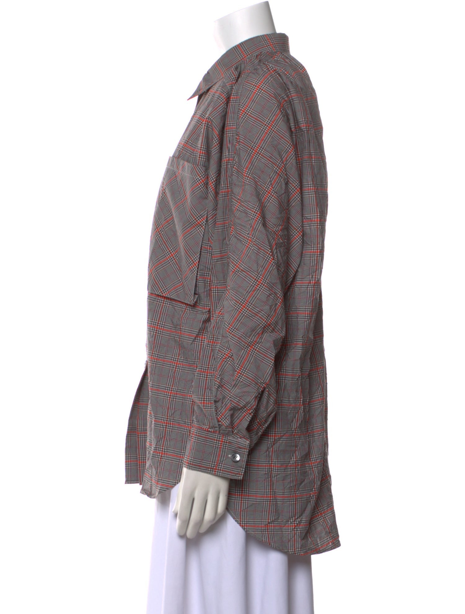 Colovos Plaid Print Long Sleeve Button-Up Top