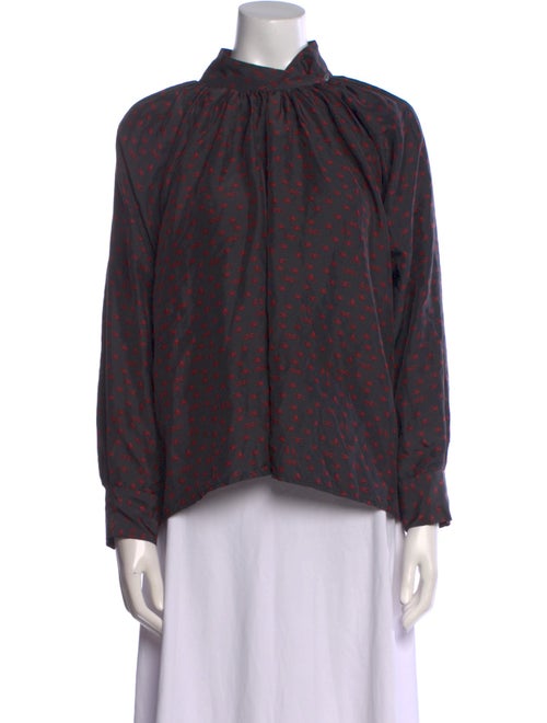 Colovos Printed Mock Neck Blouse