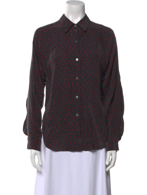 Colovos Silk Printed Button-Up Top
