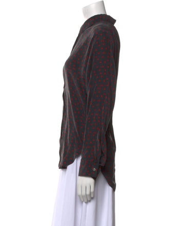 Colovos Silk Printed Button-Up Top