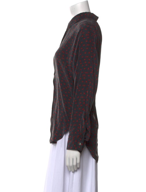 Colovos Silk Printed Button-Up Top