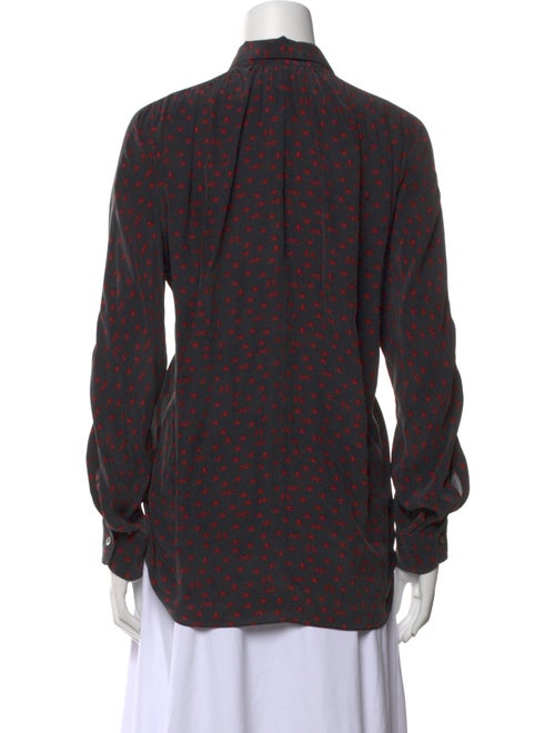 Colovos Silk Printed Button-Up Top