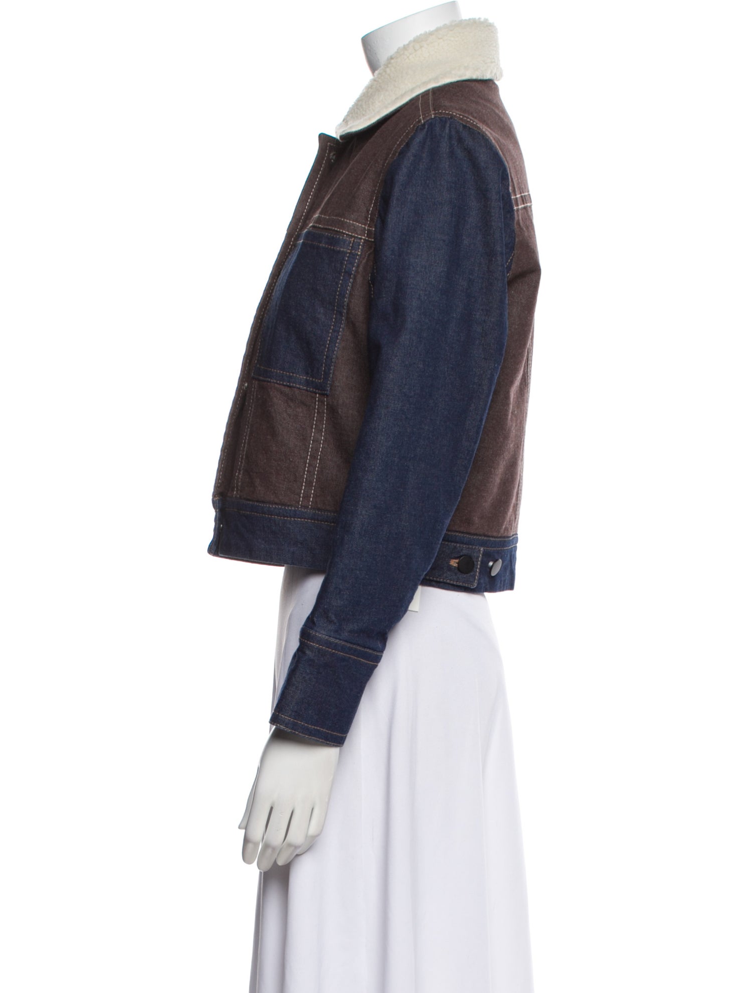 Colovos Colorblock Pattern Denim Jacket