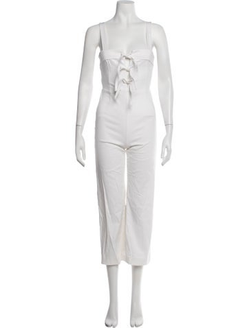 Pre-owned Clayton Tie Neck Jumpsuit In Neutrals