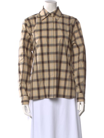 Camilla and Marc Plaid Print Long Sleeve Button-Up Top