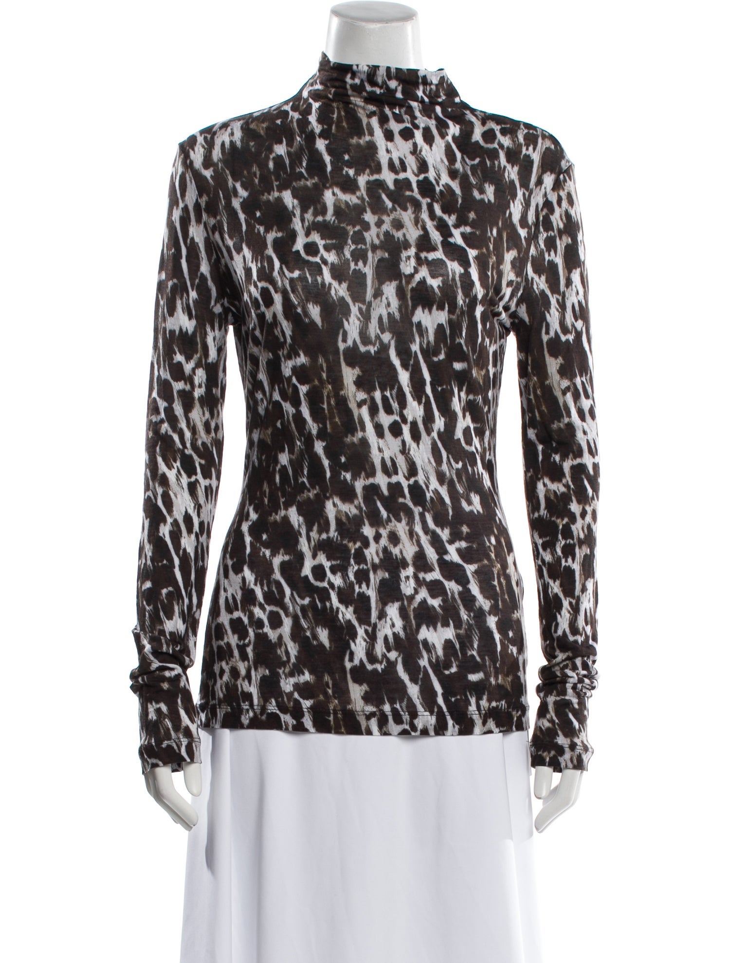 Camilla and Marc Animal Print Mock Neck Blouse