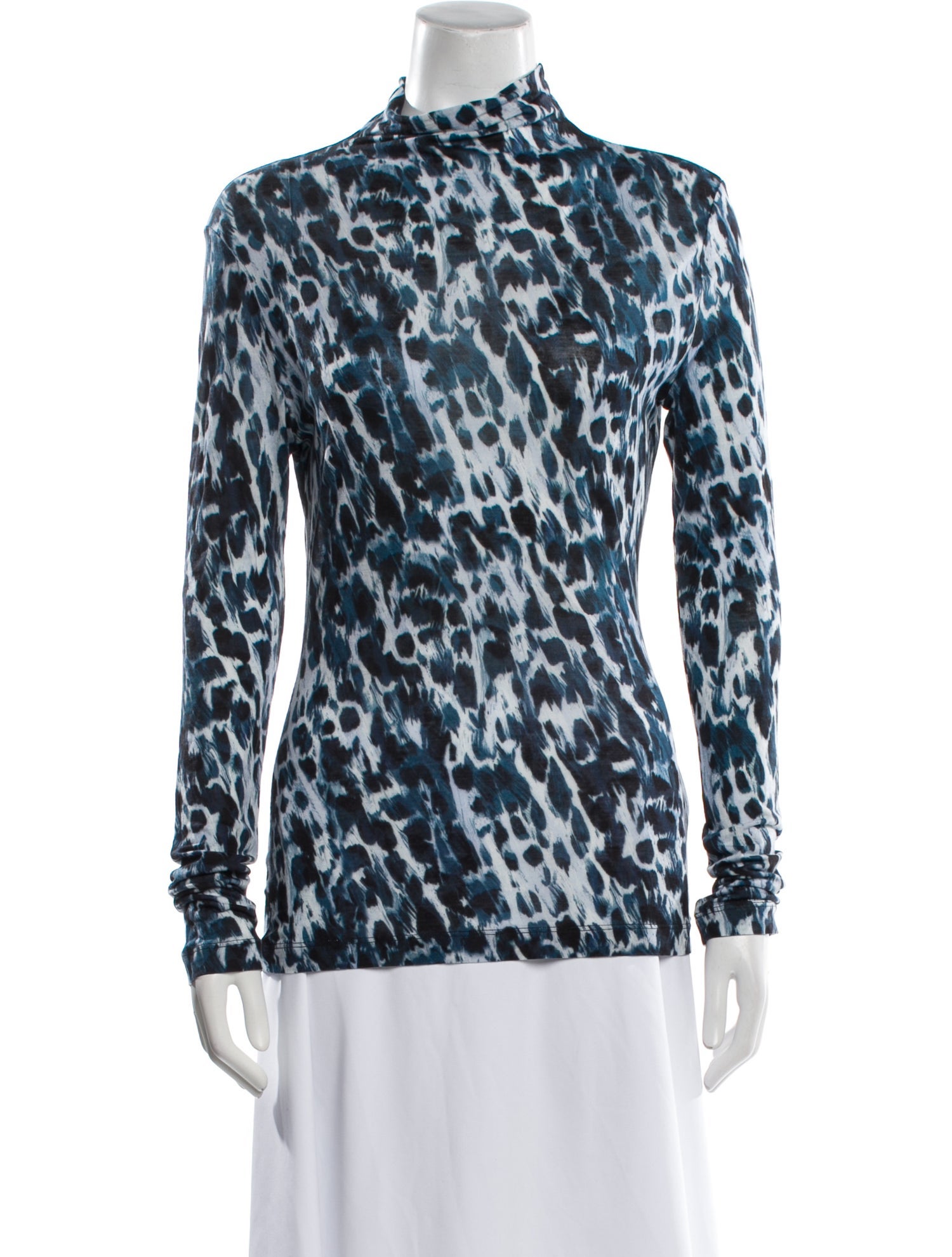 Camilla and Marc Animal Print Mock Neck Blouse