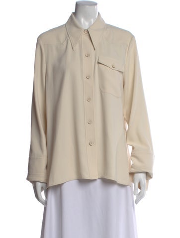 Pre-owned Camilla And Marc Long Sleeve Button-up Top In Neutral