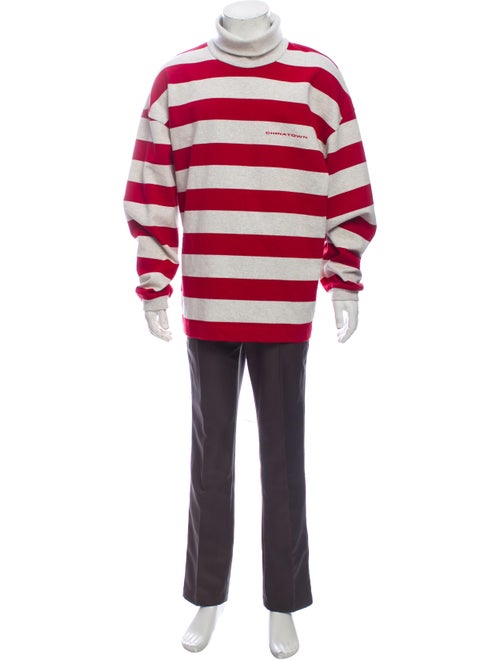 Chinatown Market Striped Turtleneck Pullover Grey
