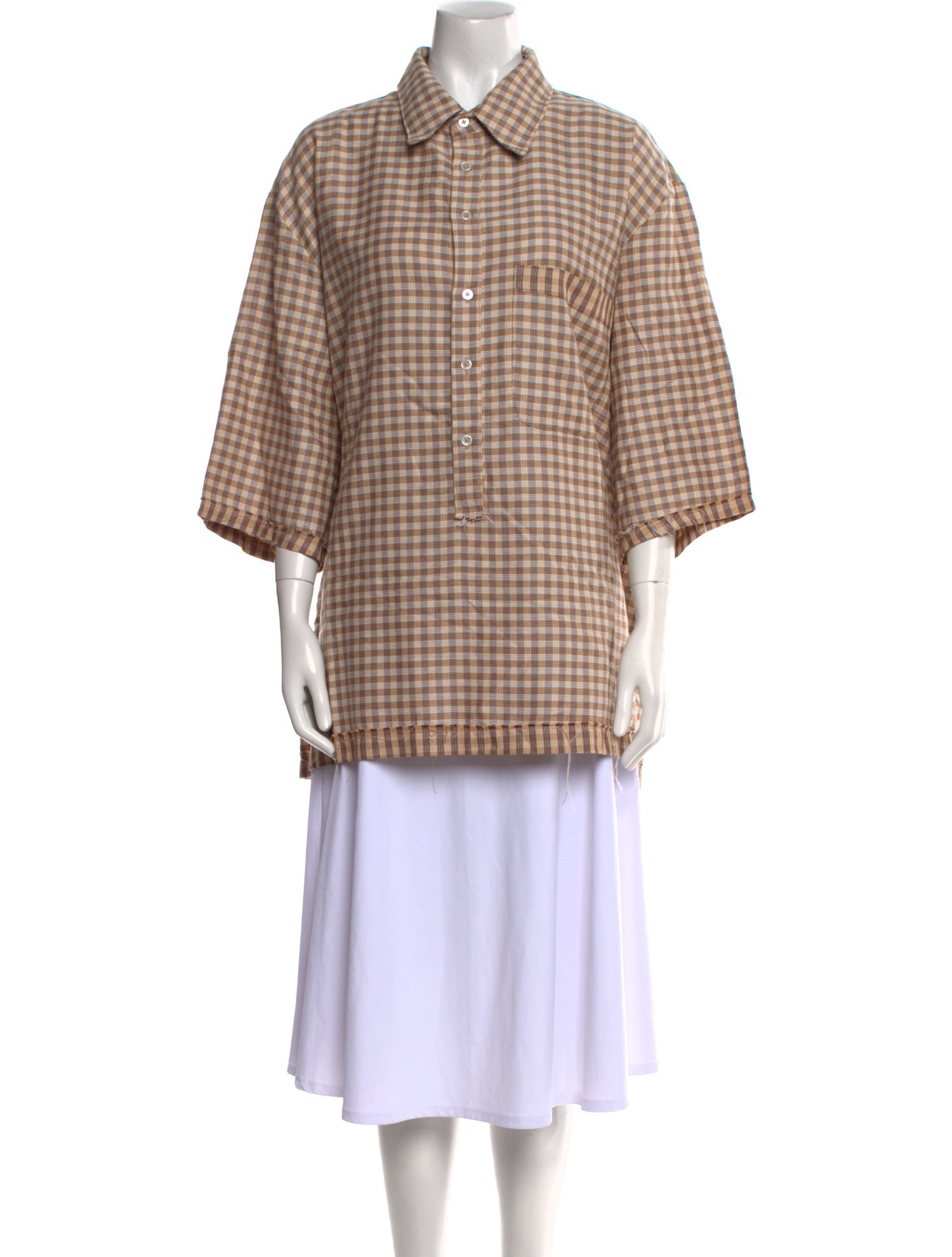 Camiel Fortgens Plaid Print Three-Quarter Sleeve Tunic w/ Tags