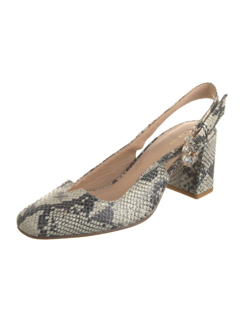Camilla Elphick Leather Animal Print Slingback Pumps
