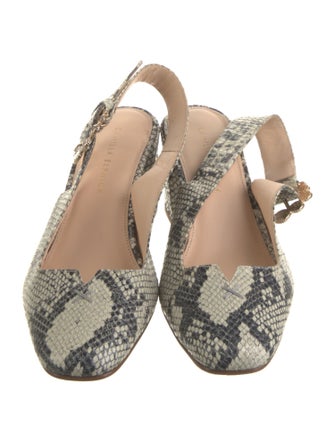 Camilla Elphick Leather Animal Print Slingback Pumps