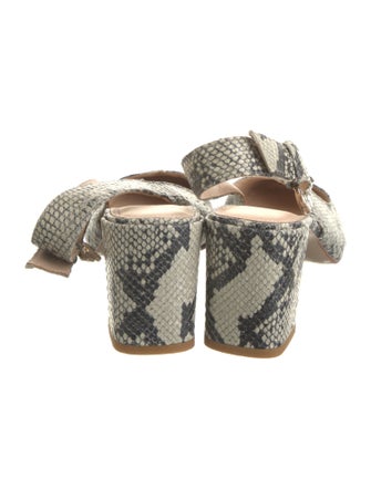 Camilla Elphick Leather Animal Print Slingback Pumps