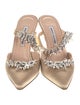 Manolo Blahnik Satin Crystal Embellishments Mules
