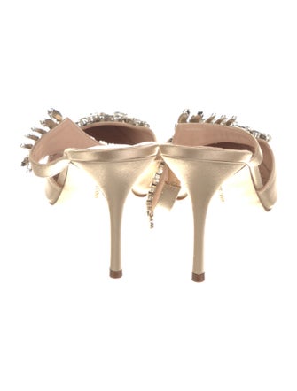 Manolo Blahnik Satin Crystal Embellishments Mules