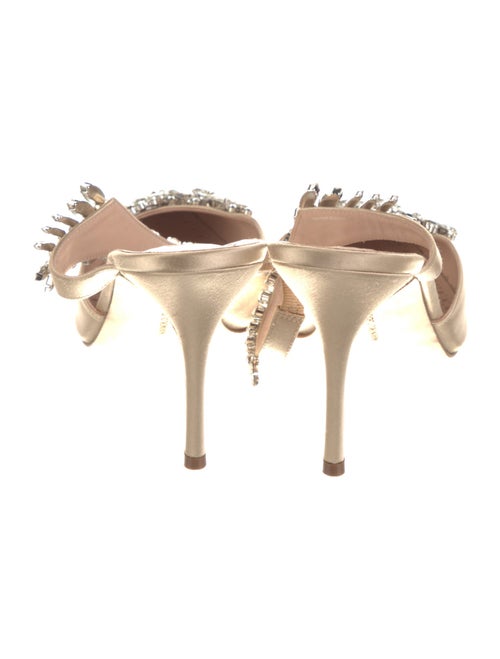 Manolo Blahnik Satin Crystal Embellishments Mules