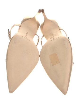 Manolo Blahnik Satin Crystal Embellishments Mules