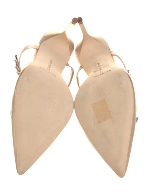 Manolo Blahnik Satin Crystal Embellishments Mules