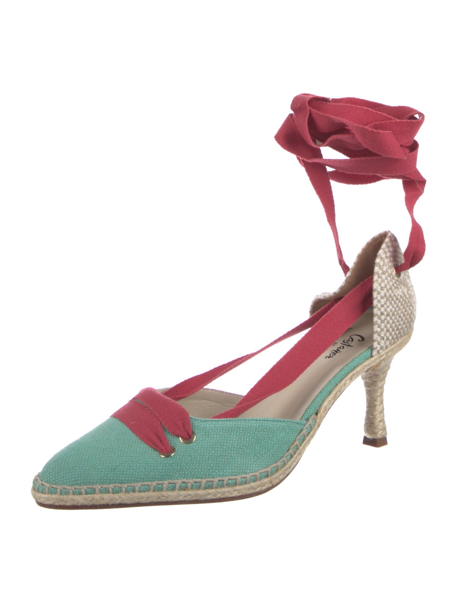 Castañer x Manolo Blahnik Canvas Colorblock Pattern D'Orsay Pumps