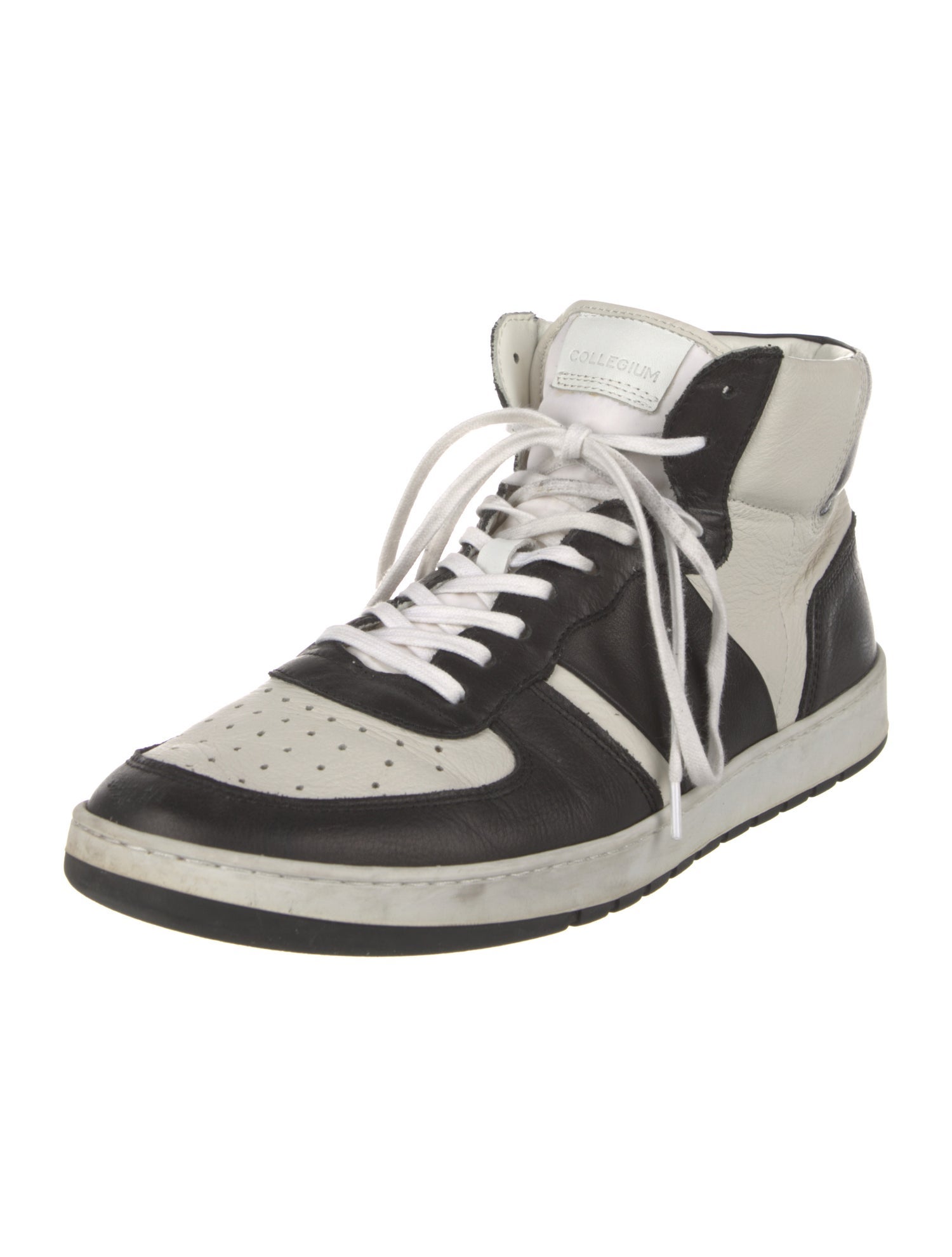 Collegium Leather Colorblock Pattern Sneakers