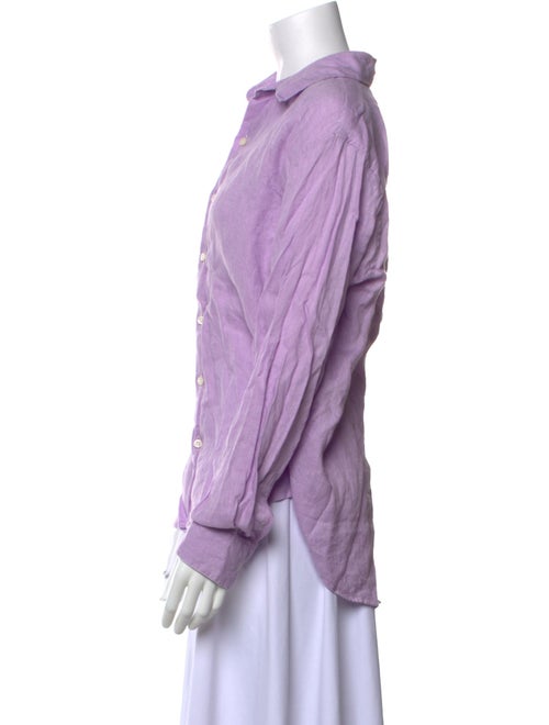 Comme Si Linen Long Sleeve Button-Up Top