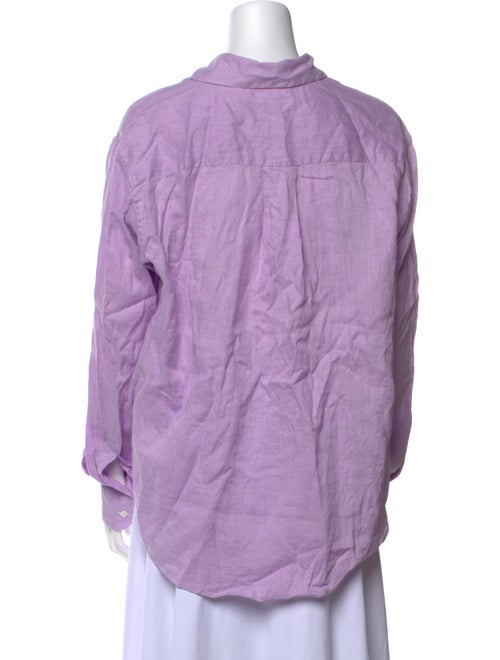 Comme Si Linen Long Sleeve Button-Up Top