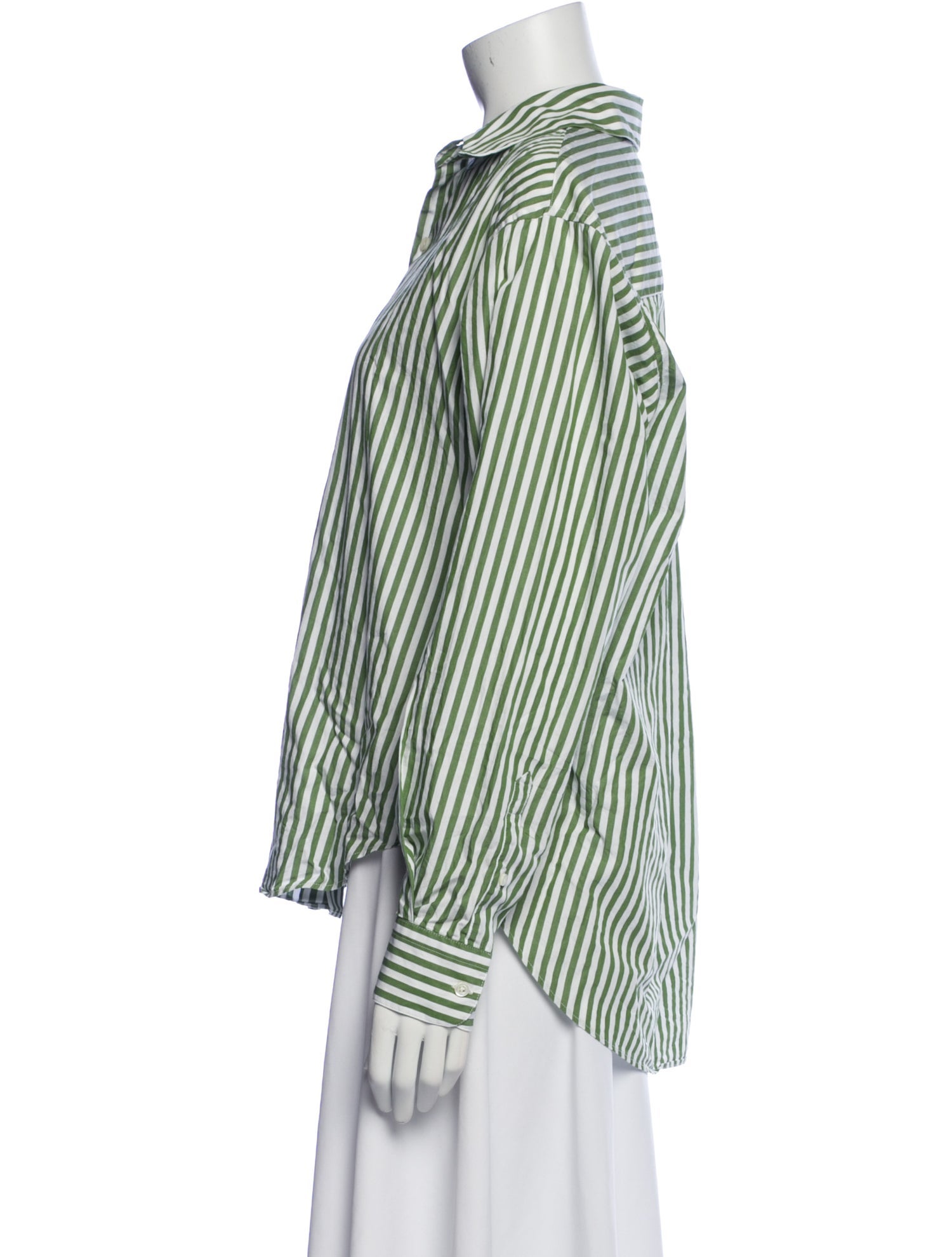 Comme Si Striped Long Sleeve Button-Up Top