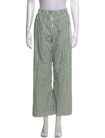 Pre-owned Comme Si Striped Wide Leg Pants In Green