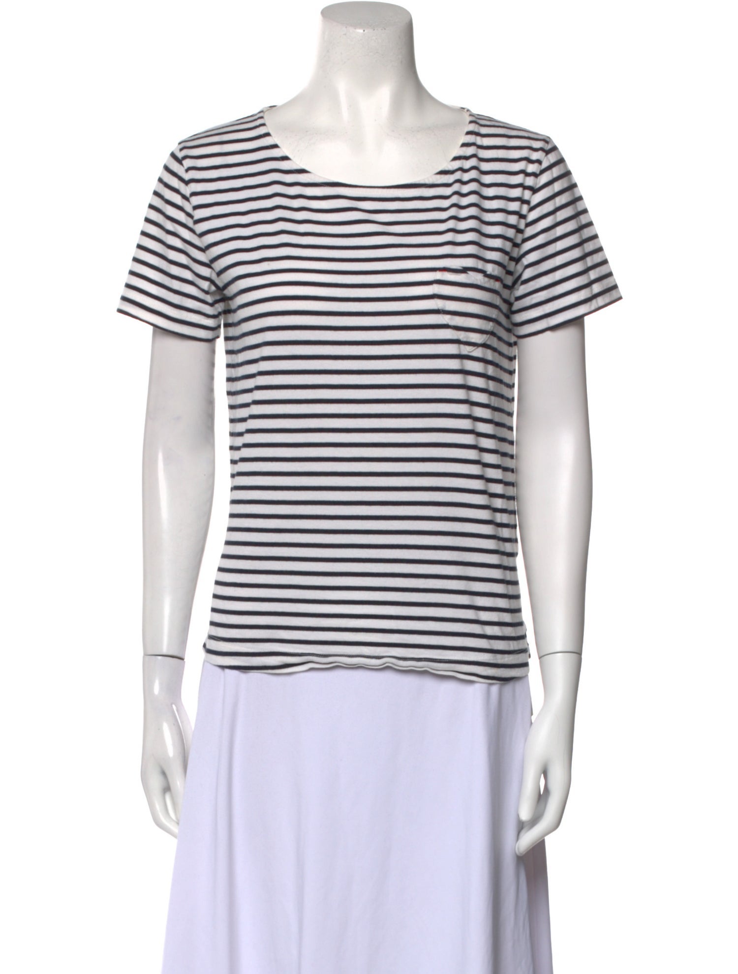 Chinti and Parker Striped Scoop Neck T-Shirt