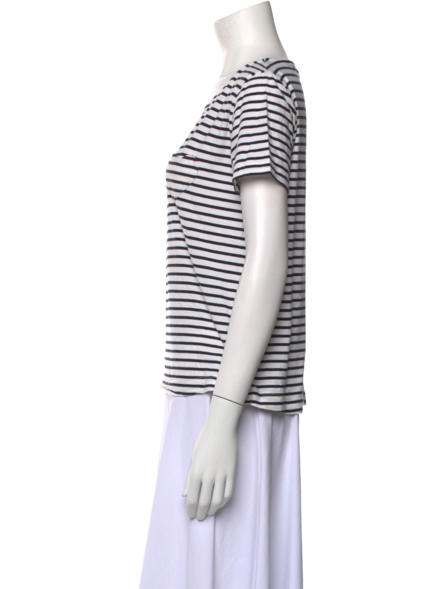 Chinti and Parker Striped Scoop Neck T-Shirt