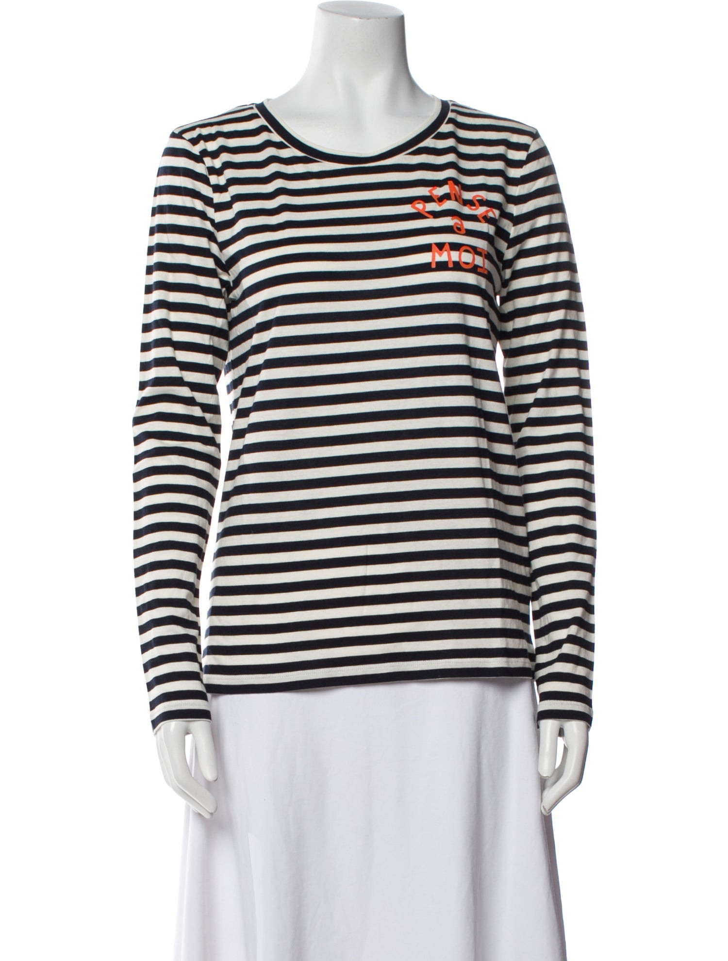 Chinti and Parker Striped Scoop Neck Sweatshirt