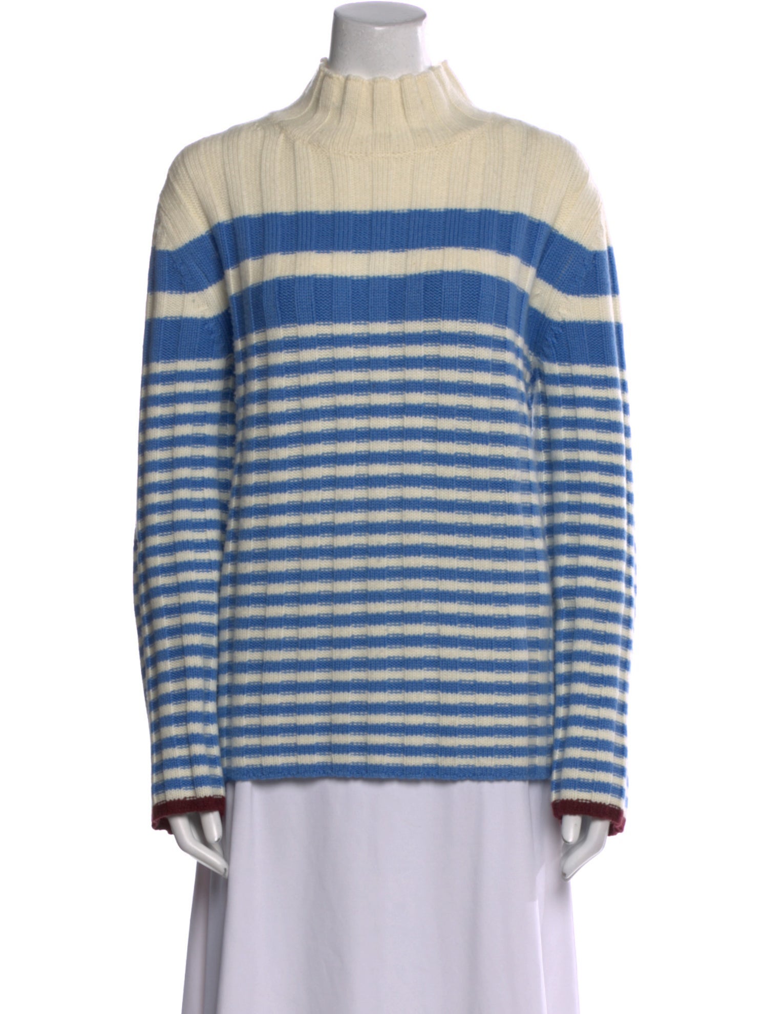 Chinti and Parker Striped Mock Neck Sweater